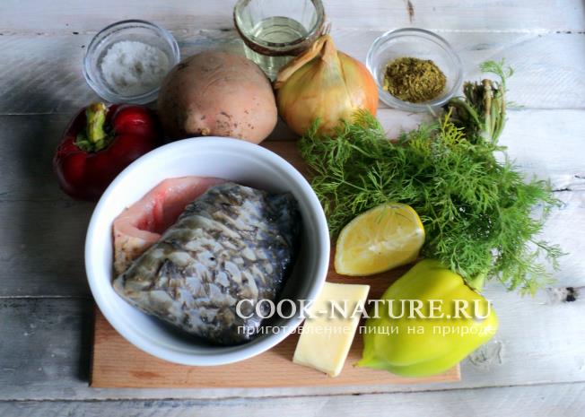 карп с овощами в духовке