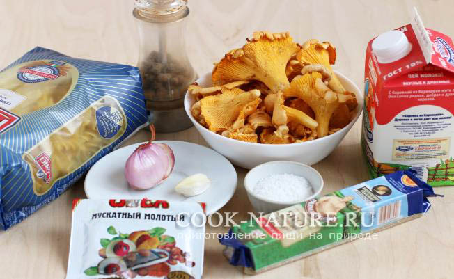 паста с соусом из лисичек